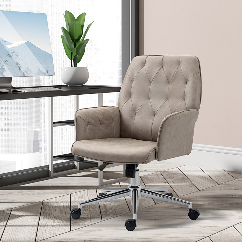 Microfiber Home Office Chair with Swivel Wheels Red Barrel Studio